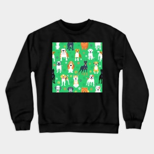 Dogs on the green background Crewneck Sweatshirt